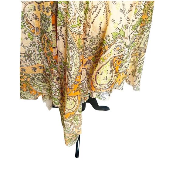 Chaudry KC Raga Fairy Whimsical Dress Sz Medium Asymmetrical Hem Peach Chiffon - Picture 7 of 15